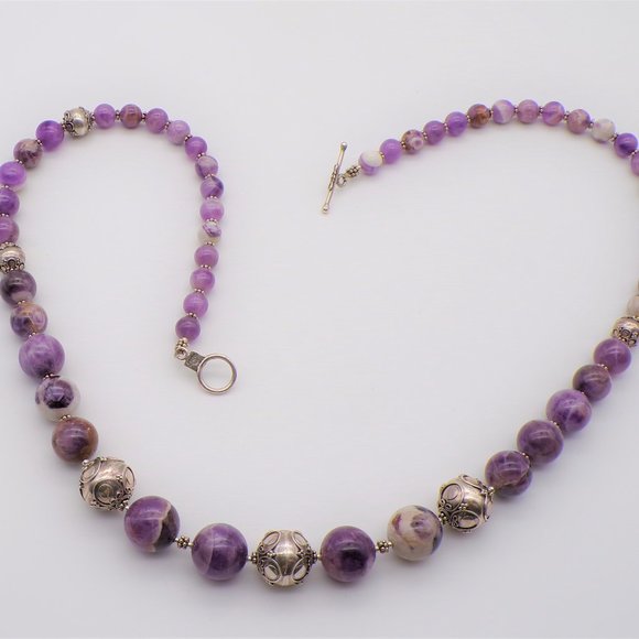 Amethyst and Sterling Silver Necklace and Bracelet - Picture 12 of 12